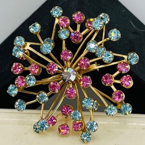 Snowflake/Flower Brooch-Pin- Blue and Pink